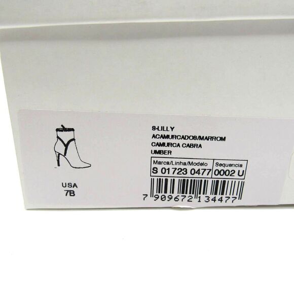 Schutz Lilly Studded Suede Stiletto Heeled Ankle Booties in Brown SZ 7 - Picture 7 of 8